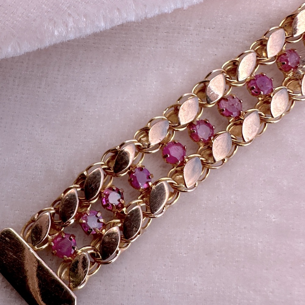 Vintage 14k gold and ruby bracelet.